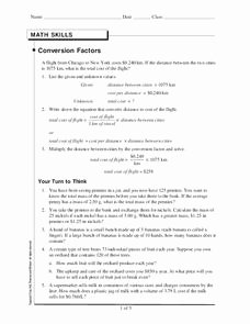 Chemistry Conversion Factors Worksheet Luxury Conversion Factors Worksheet for 8th 12th Grade
