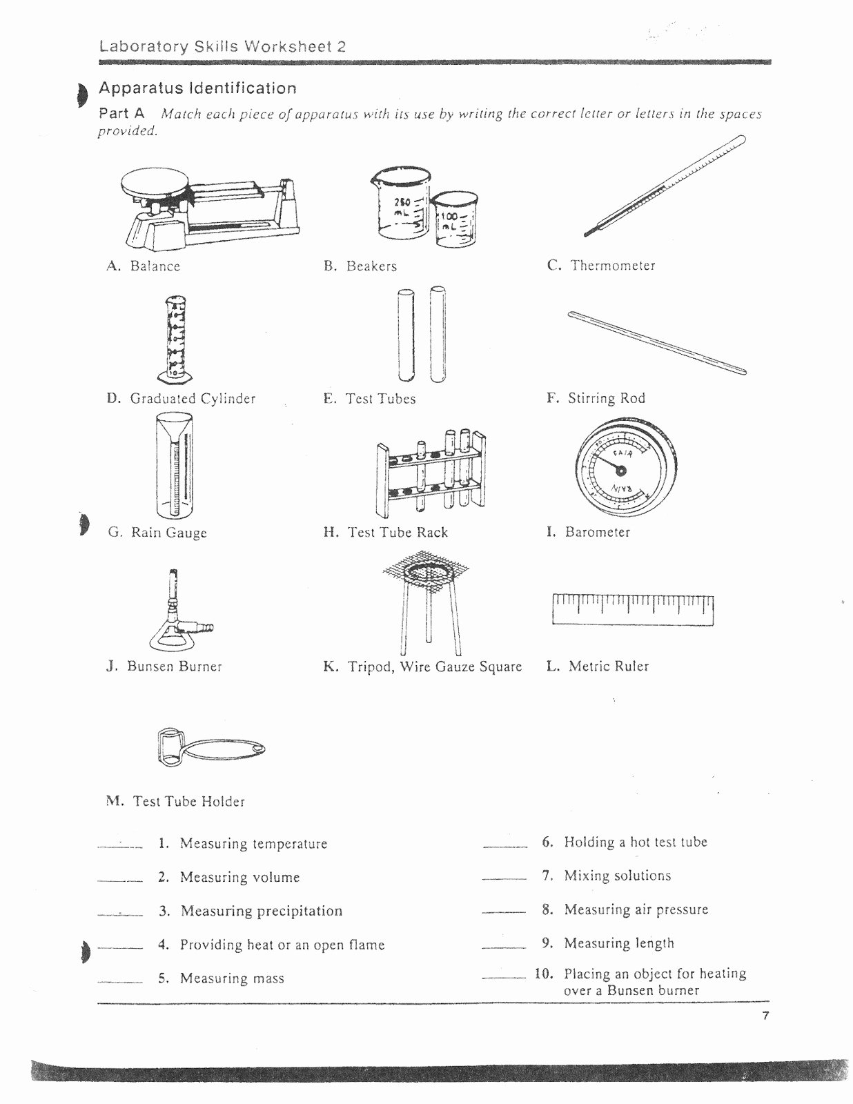 50 Chemistry Lab Equipment Worksheet