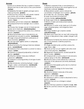 Chemistry Of Life Worksheet Unique the Chemistry Of Life Crossword Puzzle Answer Key by