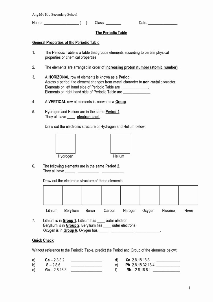 Chemistry Periodic Table Worksheet Fresh 1000 Images About atoms Elements and the Periodic Table