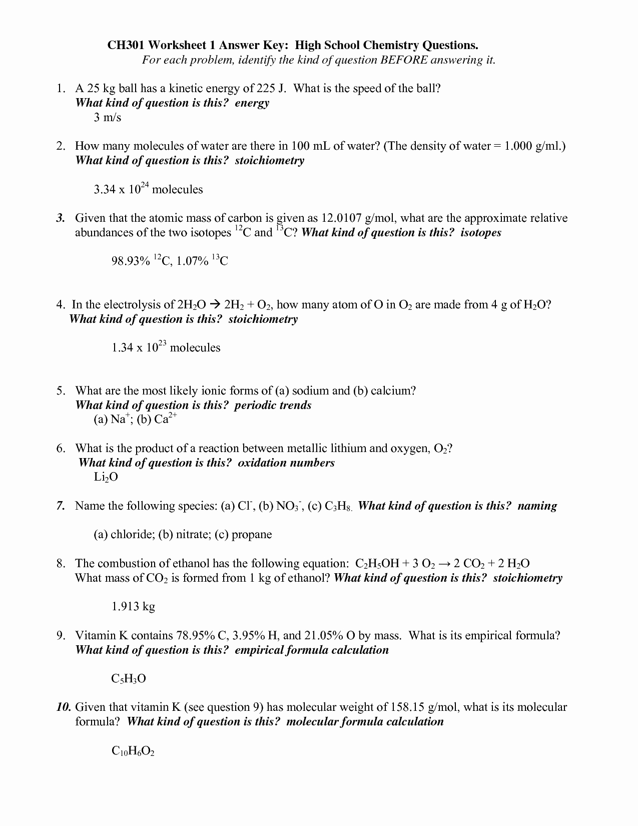 Chemistry Worksheet Matter 1 Answers Inspirational 19 Best Of History Worksheets with Answer Keys
