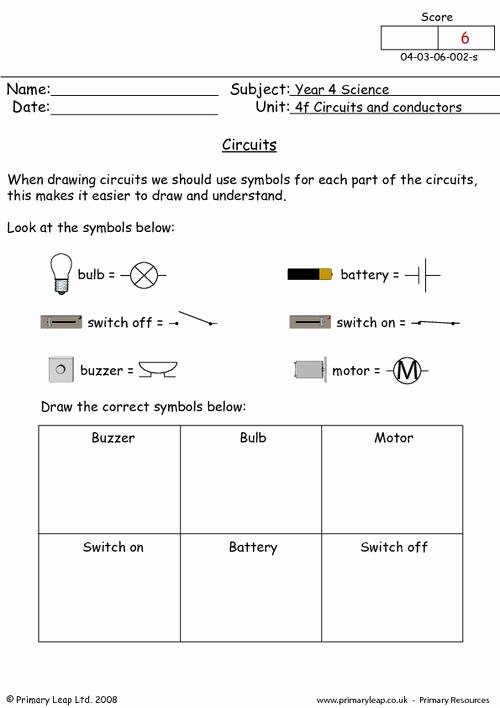 Circuits Worksheet Answer Key Unique Circuit Symbols