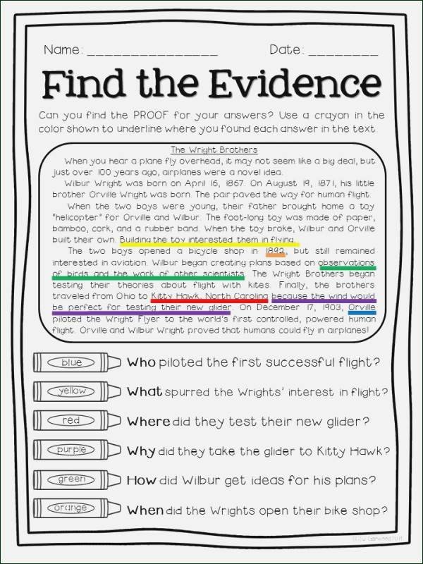 Cite Textual Evidence Worksheet