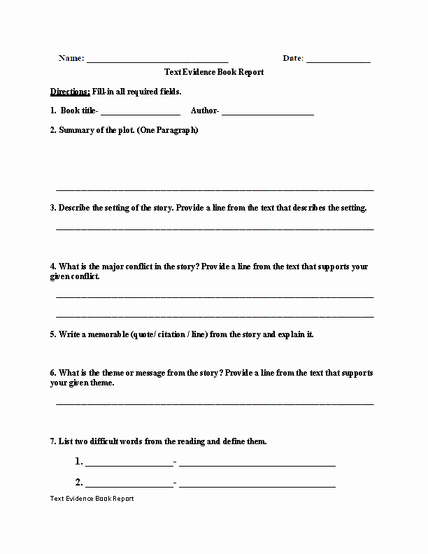 Cite Evidence Worksheet 5th Grade