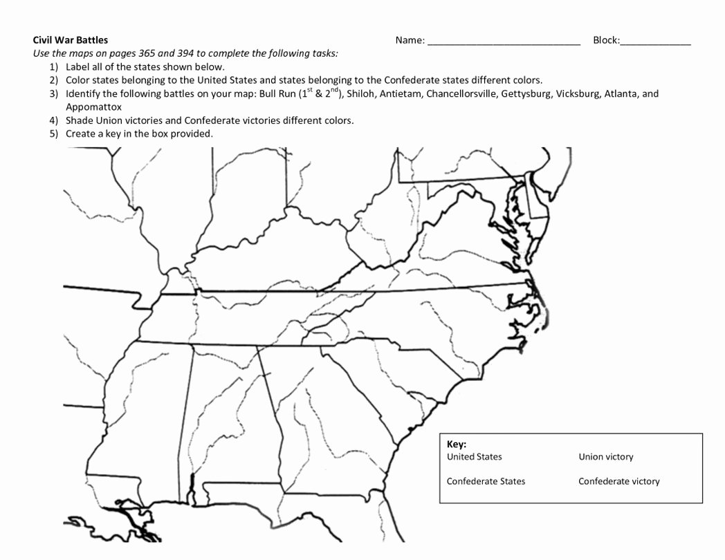 Civil War Battles Map Worksheet Inspirational Civil War Battles Map Activity Typepad Coloring