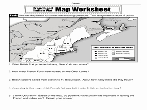 Civil War Map Worksheet Beautiful the French and Indian War Map Activity 4th 5th Grade