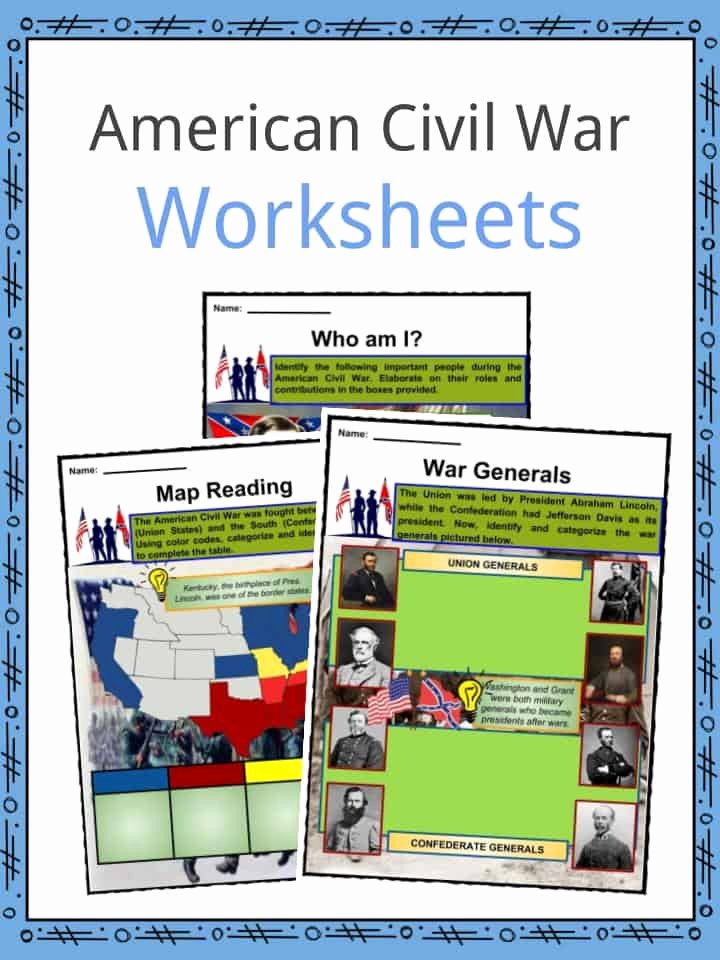 Civil War Map Worksheet Elegant American Civil War Facts Worksheets History &amp; Impact