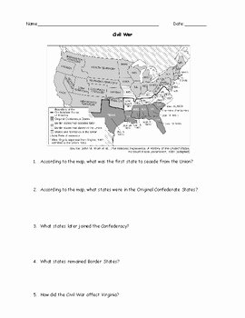 Civil War Map Worksheet Fresh Civil War Map Worksheet and Answer Key by Jmr History