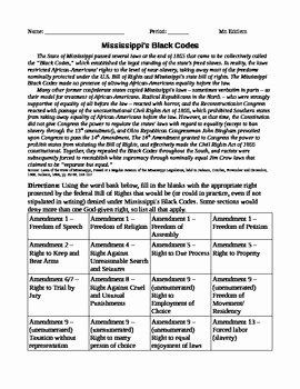 Civil War Worksheet Pdf Awesome Reading Worksheet On &quot;black Codes&quot; after Civil War by
