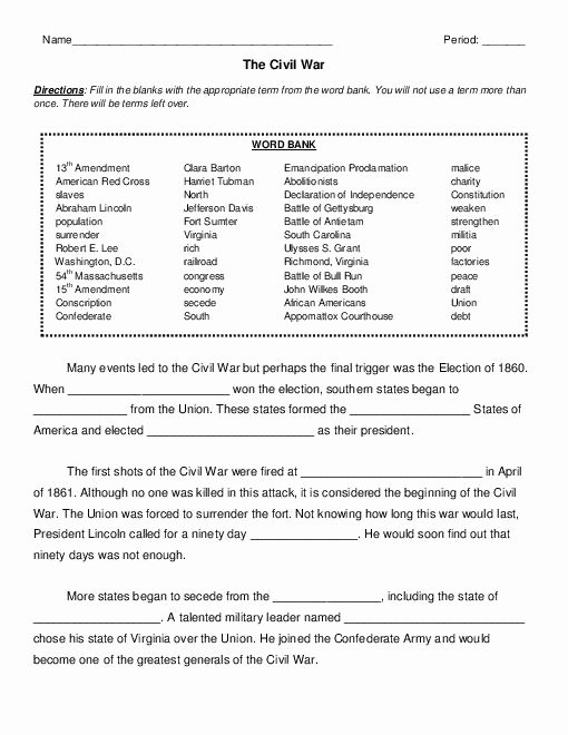 Civil War Worksheet Pdf Best Of 12 Best Of Civil War Worksheets 8th Grade 8th