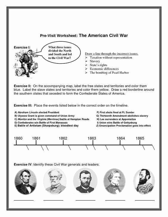 Civil War Worksheet Pdf Inspirational Civil War Worksheets