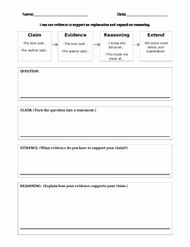 Claim Evidence Reasoning Science Worksheet Lovely Claim Evidence Reasoning Graphic organizer by Teacher