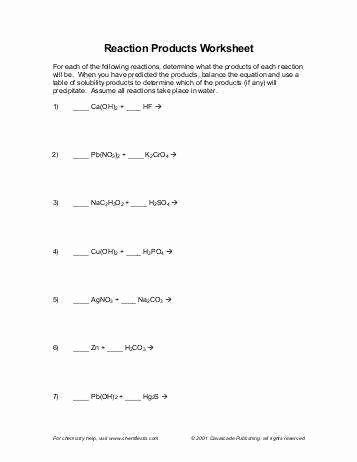 Classification Of Chemical Reactions Worksheet Fresh Six Types Chemical Reaction Worksheet