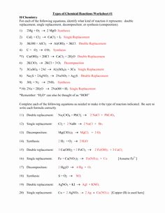 Classification Of Chemical Reactions Worksheet New Answer Key for the Balance Chemical Equations Worksheet