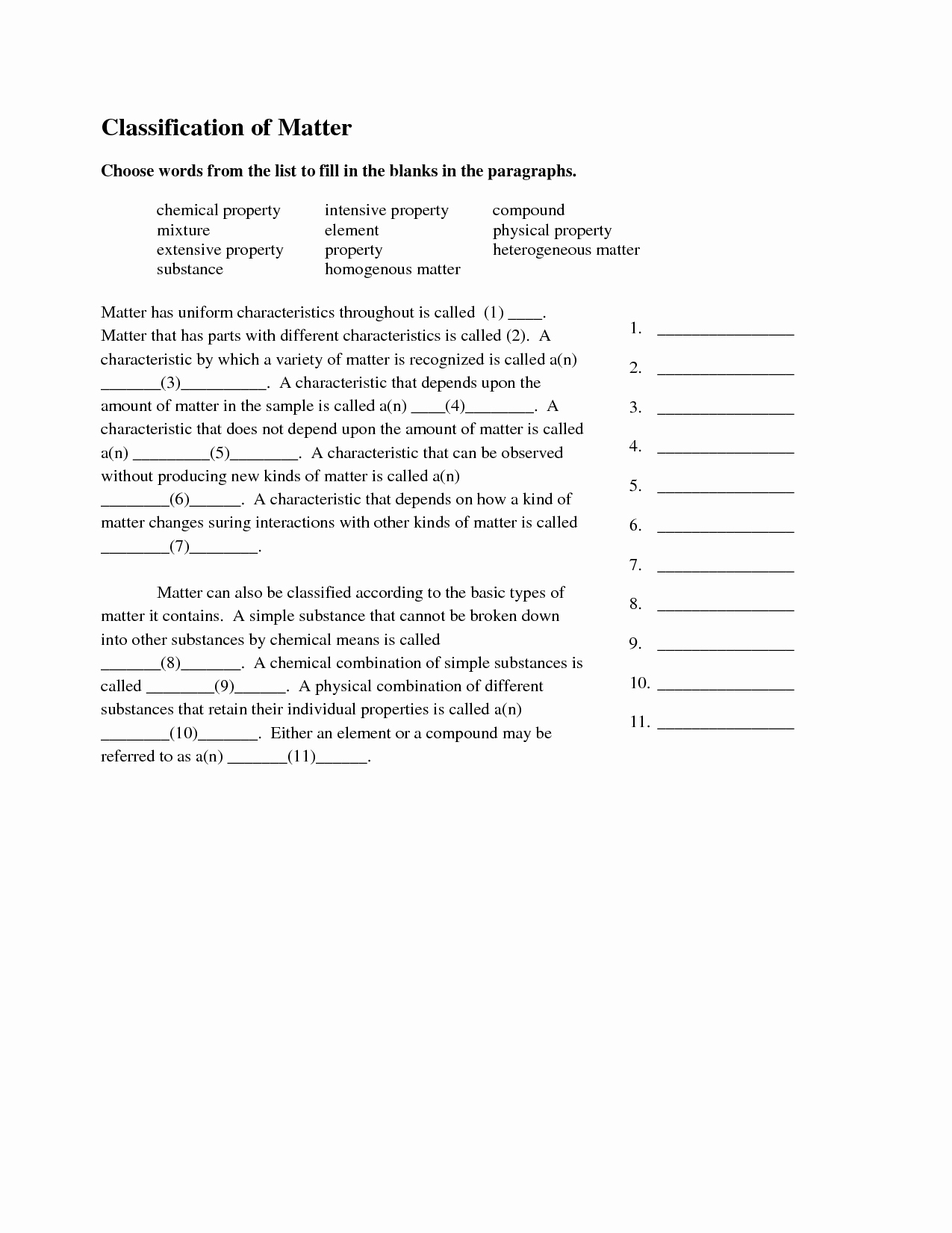 Classification Of Matter Worksheet Answers Beautiful 16 Best Of Classifying Matter Worksheet