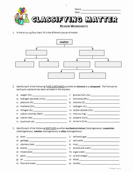 Classification Of Matter Worksheet Answers Elegant Classifying Matter Lesson Bundle Editable by Tangstar
