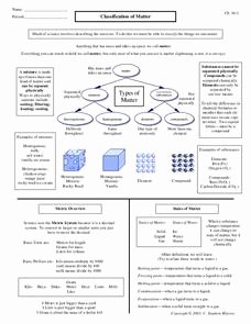Classification Of Matter Worksheet Elegant Classification Of Matter Worksheet for 9th 12th Grade