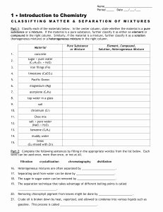 Classification Of Matter Worksheet Elegant Classifying Matter Worksheet