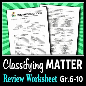 Classifying Matter Worksheet Answers Inspirational Classifying Matter Review Worksheets Editable by