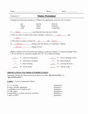 Classifying Matter Worksheet Answers New Classification Matter Worksheet Chapter Test