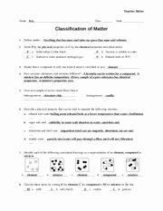 Classifying Matter Worksheet Answers Unique 48 Worksheet Classification Matter Homework Calendar
