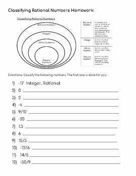 Classifying Rational Numbers PracticeHomework