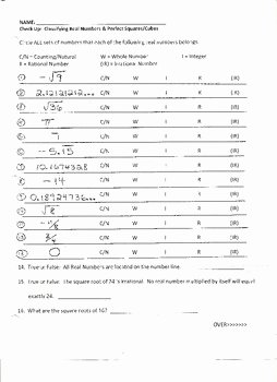 Classifying Real Numbers Worksheet New Classifying Real Numbers &amp; Perfect Squares and Cubes by