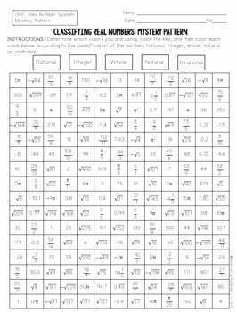Classifying Real Numbers Worksheet Unique Classifying Real Numbers Mystery Pattern by Maneuvering