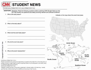 Cnn Students News Worksheet Best Of Cnn Student News Daily Worksheet by Lessons by Dr York