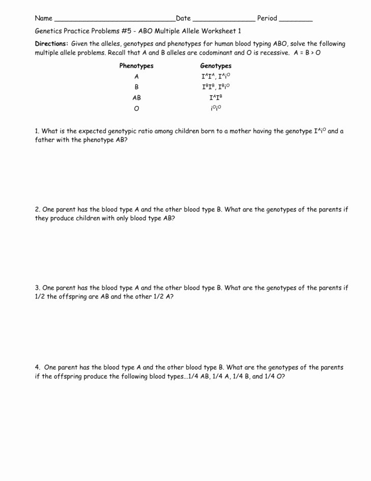 Codominance Worksheet Blood Types Awesome Constructed Travel Worksheet