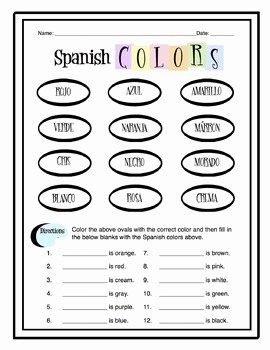 Colors In Spanish Worksheet Inspirational Spanish Colors Worksheet Packet by Sunny Side Up Resources