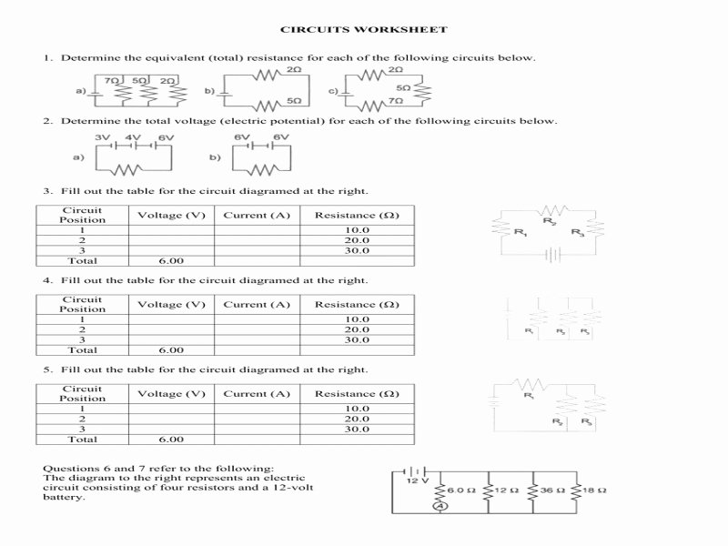 Combination Circuits Worksheet with Answers New Bination Circuits Worksheet Free Printable Worksheets