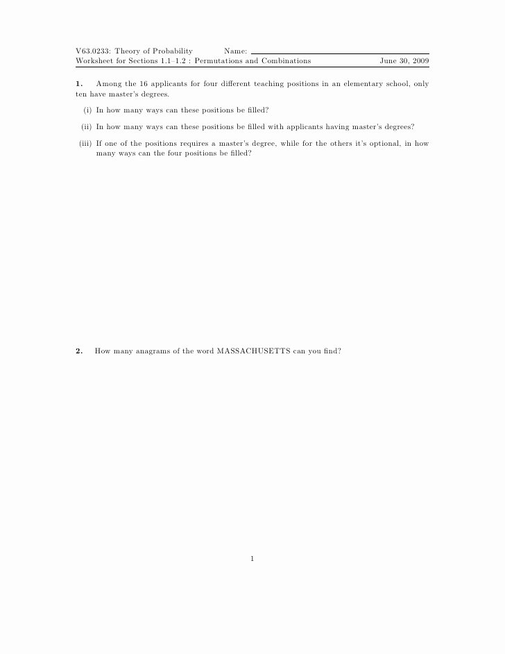 Combinations and Permutations Worksheet Lovely Worksheet Permutations and Binations
