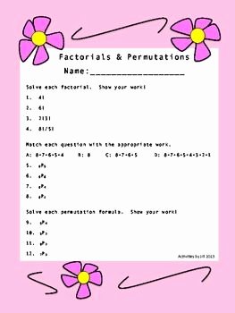 Combinations and Permutations Worksheet Luxury Factorials and Permutations Worksheet