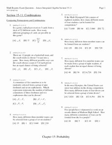 Combinations and Permutations Worksheet Luxury Permutations Lesson Plans &amp; Worksheets