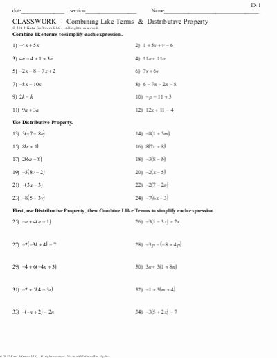 Combining Like Terms Equations Worksheet Fresh 54 Distributive Property Equations Worksheet Distributive