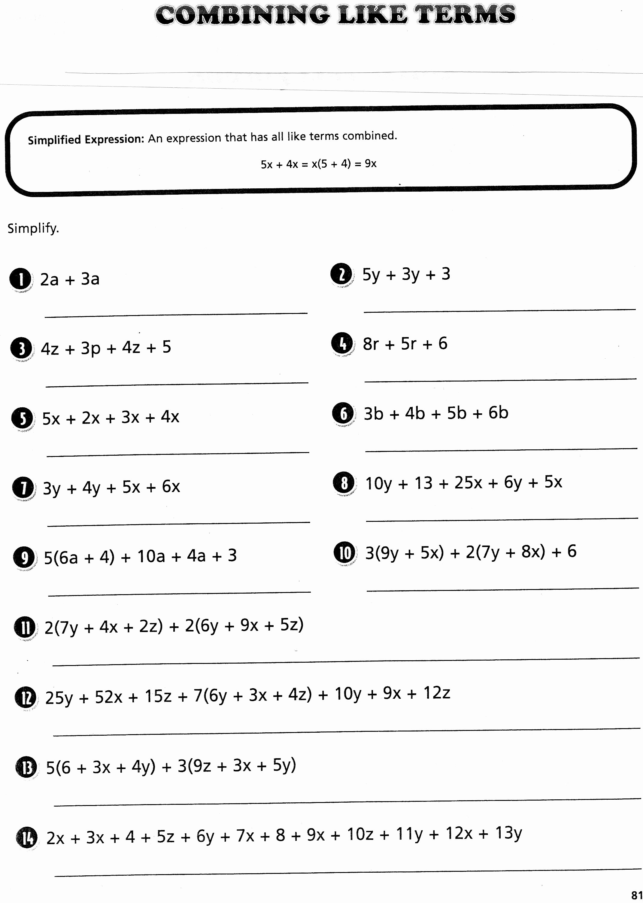 Combining Like Terms Equations Worksheet Luxury Algebra Worksheet New 269 Algebra Distribution Worksheet