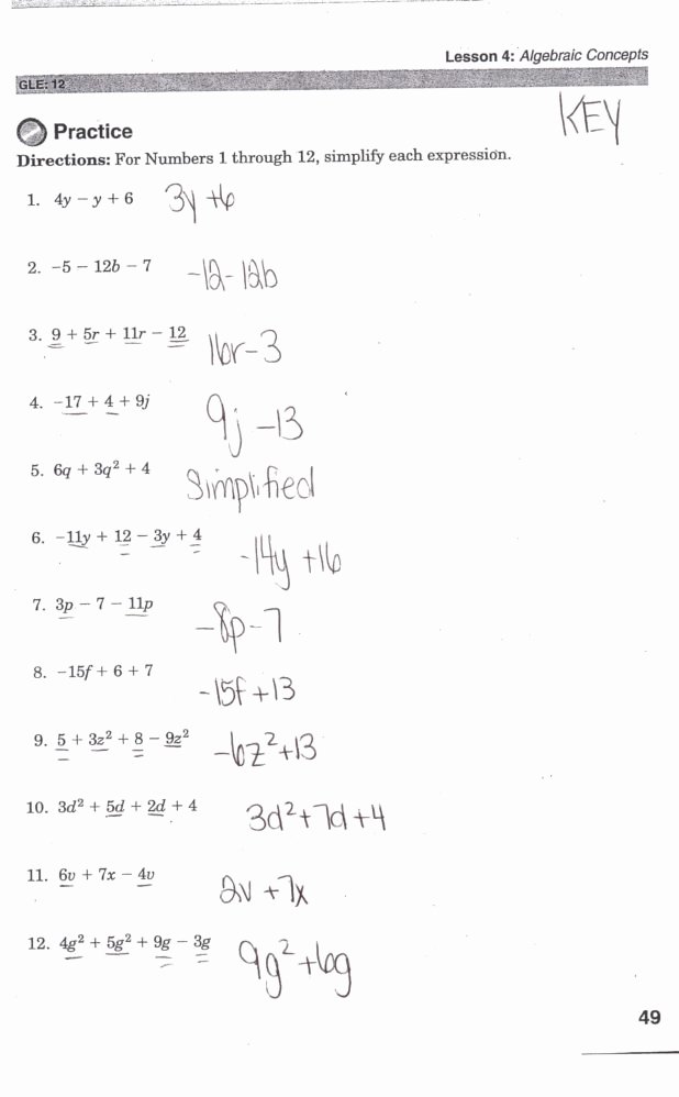 Combining Like Terms Practice Worksheet Beautiful Algebra Bining Like Terms Worksheet Algebra