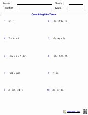 Combining Like Terms Worksheet Answers Luxury Bining Like Terms Worksheet with Answers Pdf Name