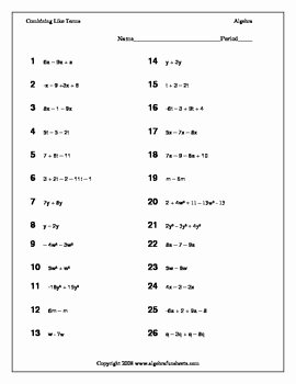 Combining Like Terms Worksheet Best Of Bining Like Terms Coloring Riddle Worksheet by Algebra