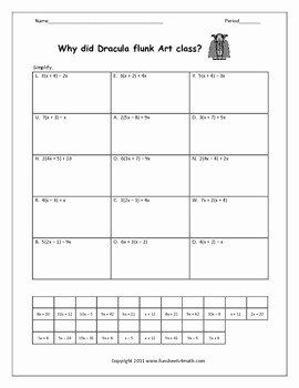 Combining Like Terms Worksheet Fresh Bining Like Terms with Distributive Positives Ly