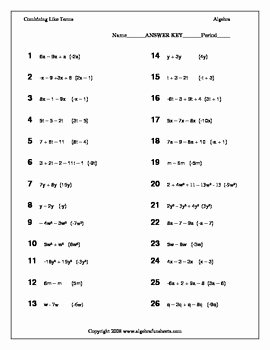 Combining Like Terms Worksheet Pdf New Bining Like Terms Coloring Riddle Worksheet by Algebra
