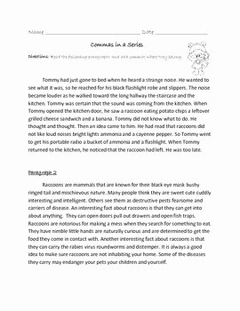 Commas In A Series Worksheet Elegant Mas In A Series Worksheets Raccoon theme by Learning