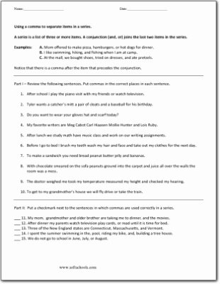 Commas In A Series Worksheet Fresh Using A Ma to Separate Items In A Series Worksheet