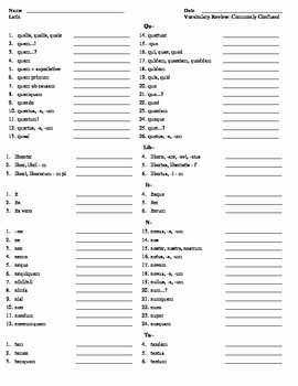 Commonly Confused Words Worksheet Elegant Latin Vocabulary Monly Confused Words Worksheet by