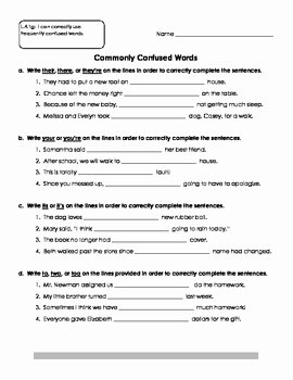 Commonly Confused Words Worksheet New Monly Confused Words Worksheets assessments by B Causey