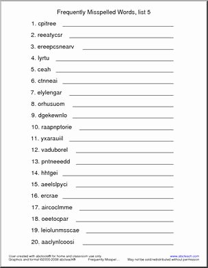 Commonly Misspelled Words Worksheet Fresh Ela Spelling Frequently Misspelled Words Worksheets Page
