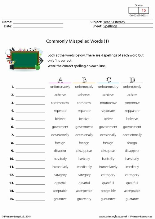 Commonly Misspelled Words Worksheet Unique Monly Misspelled Words 1