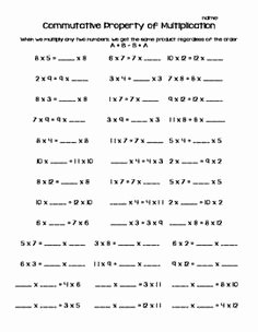 Commutative and associative Properties Worksheet Beautiful Properties Of Multiplication