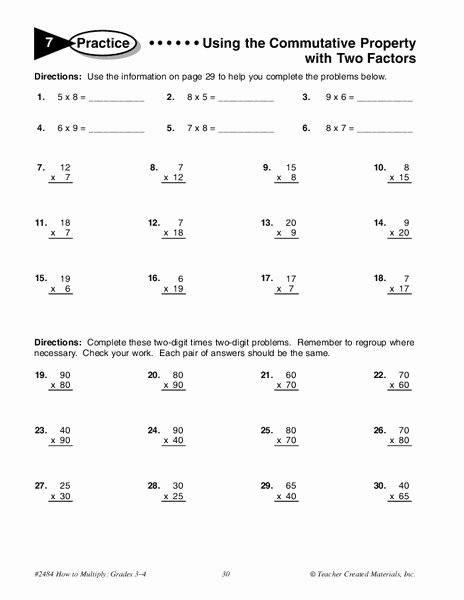 Commutative and associative Properties Worksheet Unique Mutative and associative Properties Worksheet for 5th